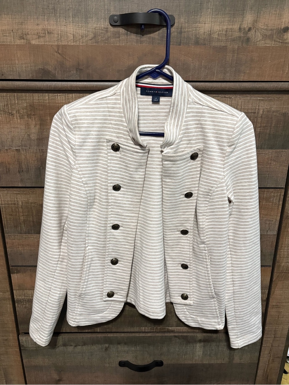 Tommy Hilfiger Women's Cream and White Striped Blazer
